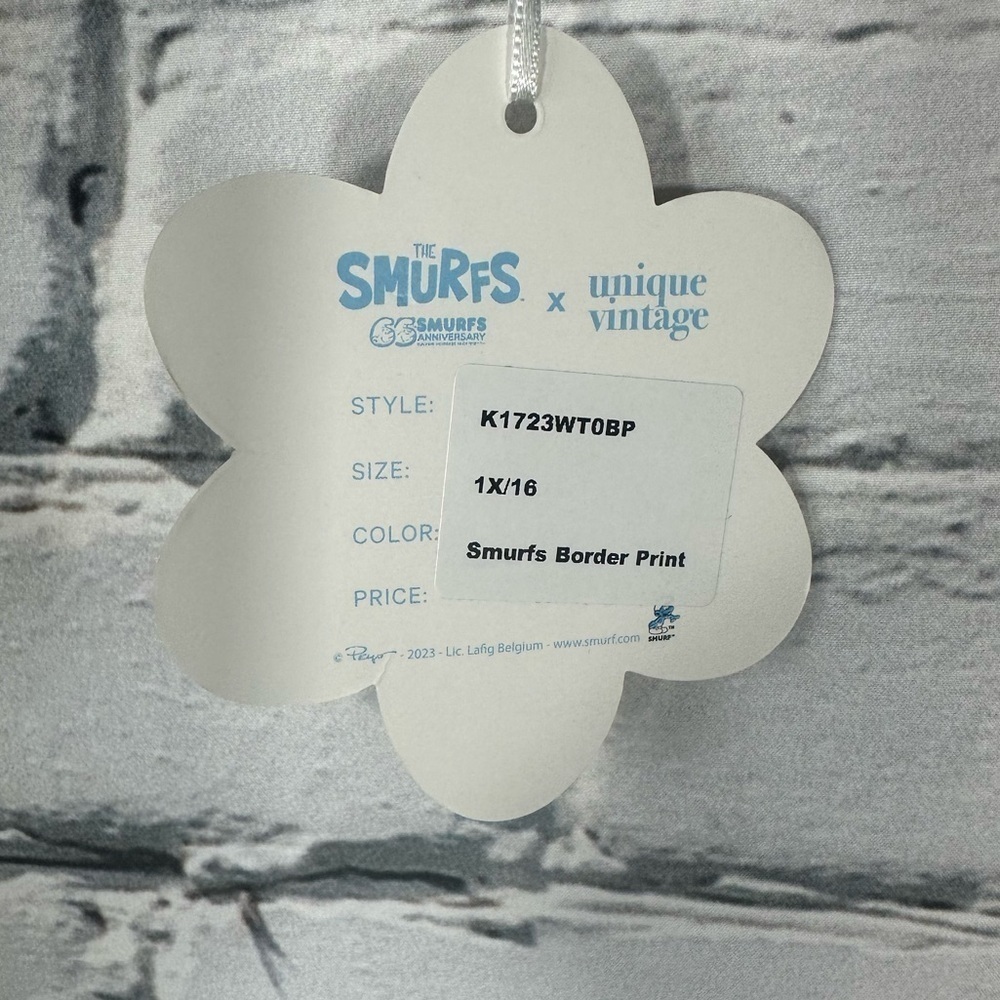Unique Vintage x The Smurfs NEW Retro Polka Dot Blouse Top 1X/16 White Kidcore - Picture 7 of 12